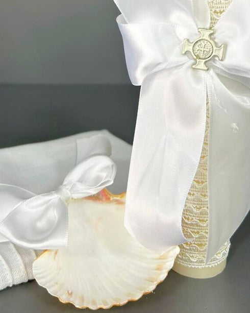 Kit de bautizo blanco con cruz