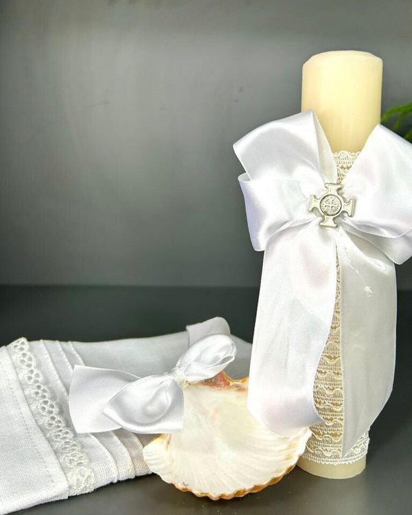 Kit de bautizo blanco con cruz