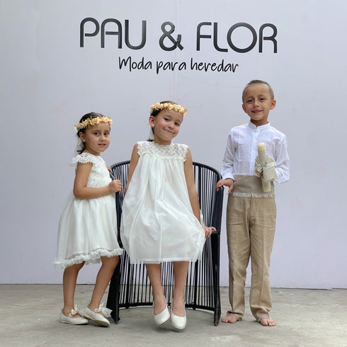 Vestido de niña con encaje portugués en talle, vaporoso, con mucho movimiento, fresco, perfecto para eventos como bodas, xv años, bautizos, cumpleaños de primavera verano.